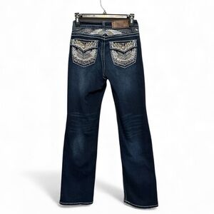 Vintage Y2K Westfield Eagle Dark Blue Boot Cut Embroidered & Rhinestone Jeans 3
